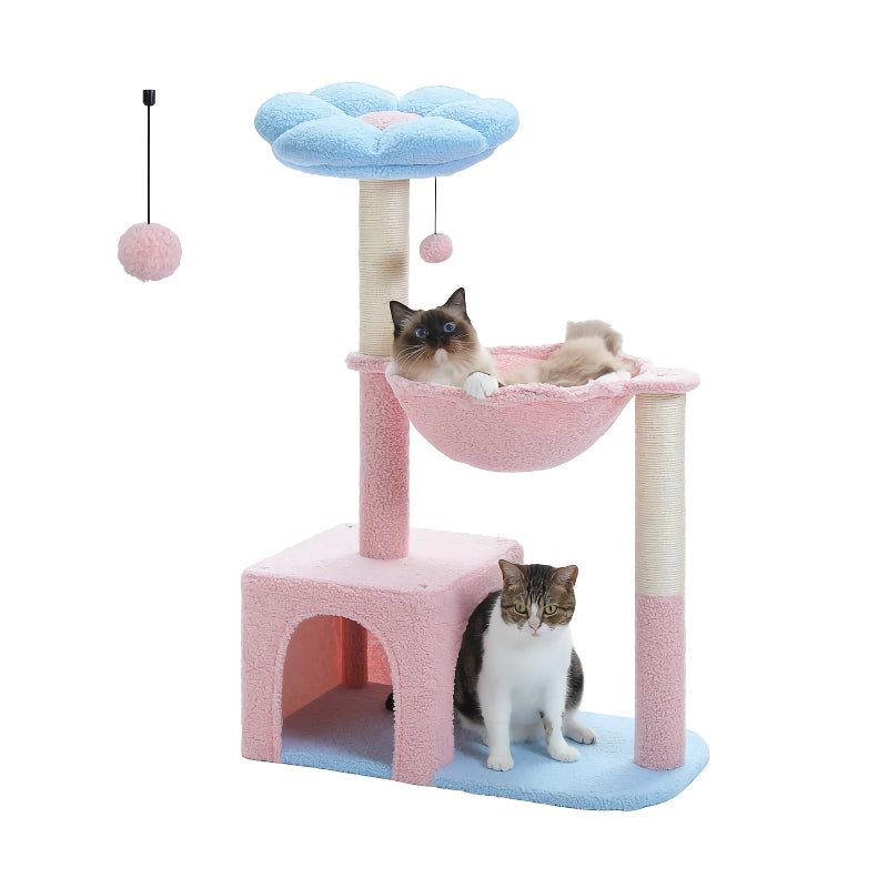 Flower Cat Tree with Large Hammock & Sisal Scratching Posts