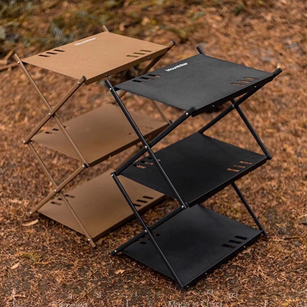 Multi-Level Portable Folding Camping Shelf – Aluminum Outdoor BBQ Table Rack