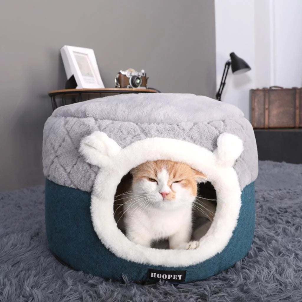 Cozy Convertible Plush Pet Bed & House for Cats and Small Dogs