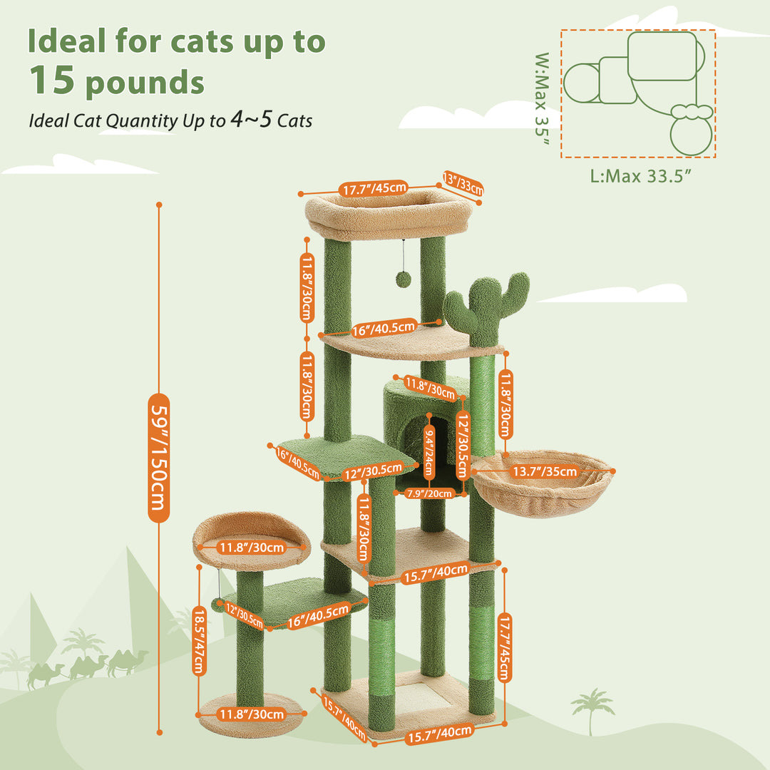 150 CM Large Cactus Cat Tree Tower