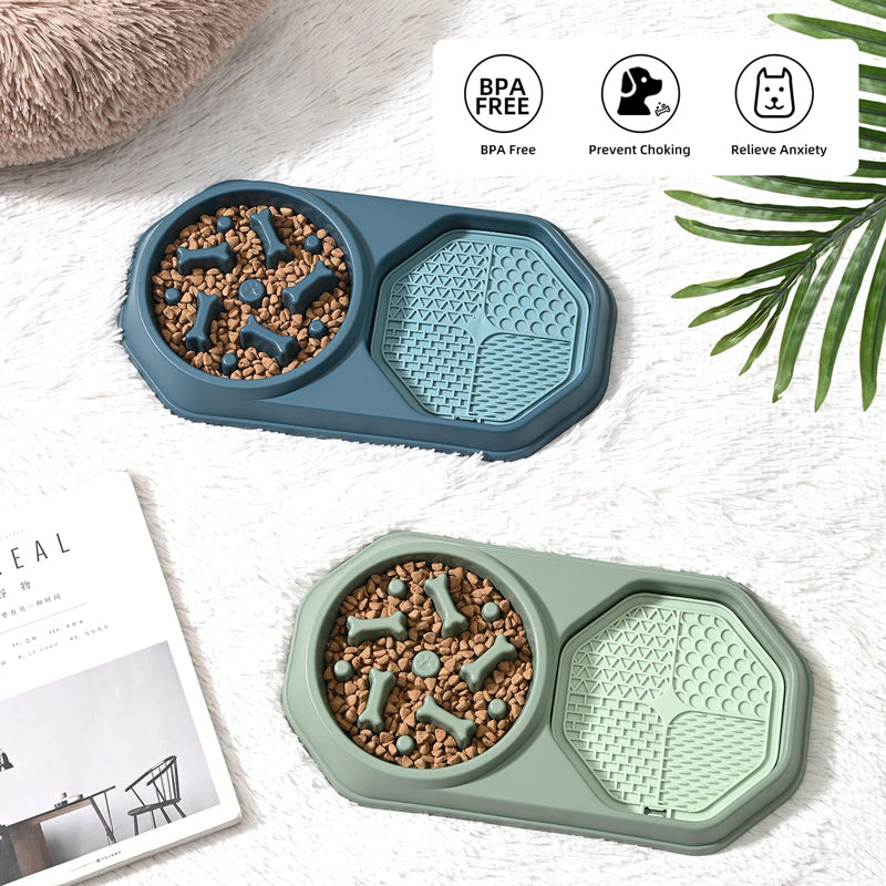 2-in-1 Slow Feeder Dog Bowl and Lick Mat