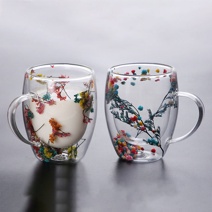 Double Wall Glass Tea Mug with Handle