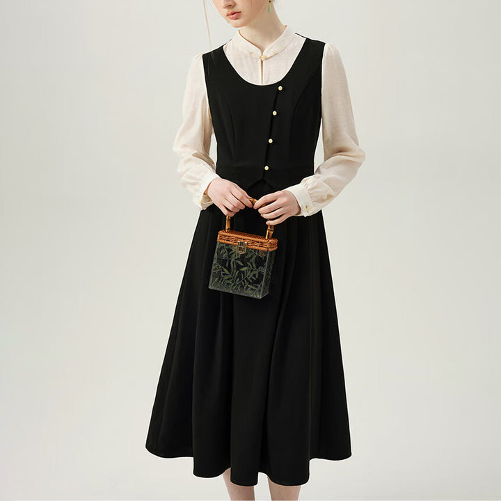 Elegant Office Lady A-Line Dress with Turtleneck