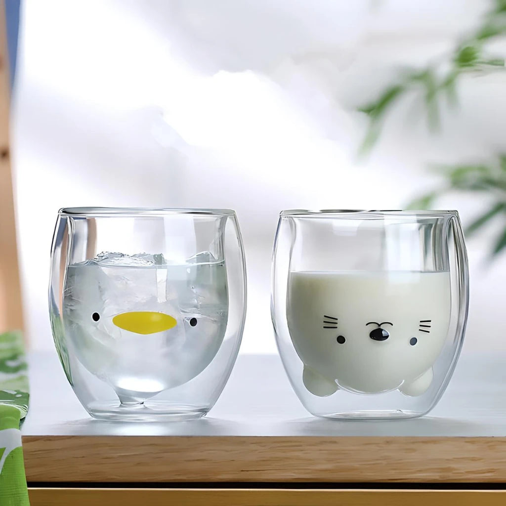 Cute Double Glass Cup