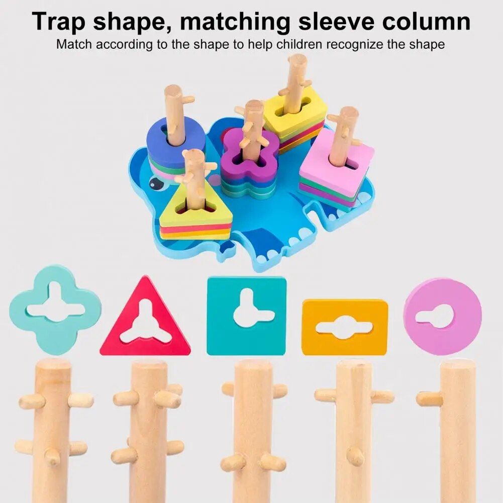 Wooden Animal Shape Puzzle & Stacking Toy for Kids' Development