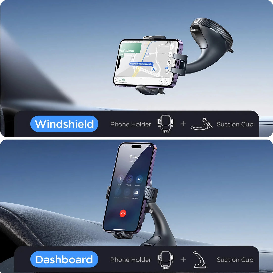 360° Rotation Car Phone Holder - Universal Dashboard & Windshield Mount with Strong Suction