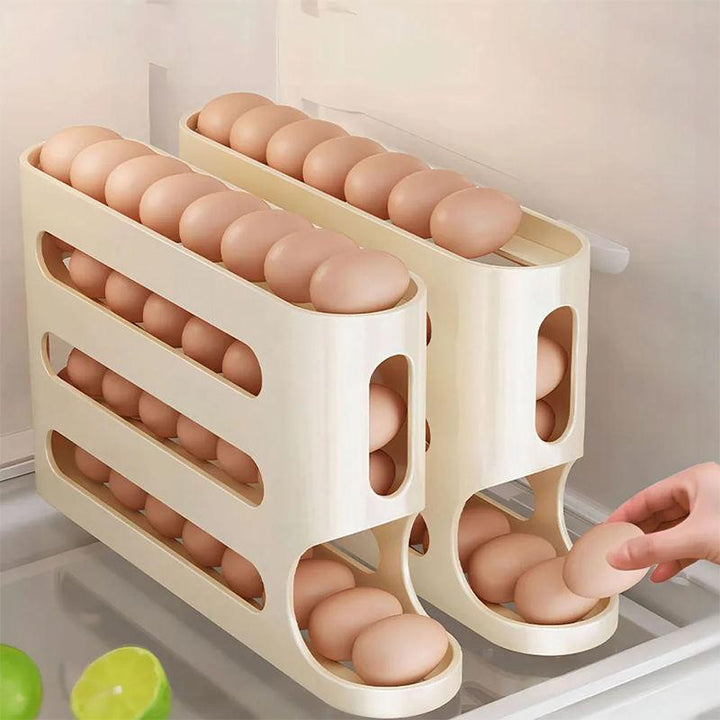 Egg Holder Organizer with Sliding Rail Shelf