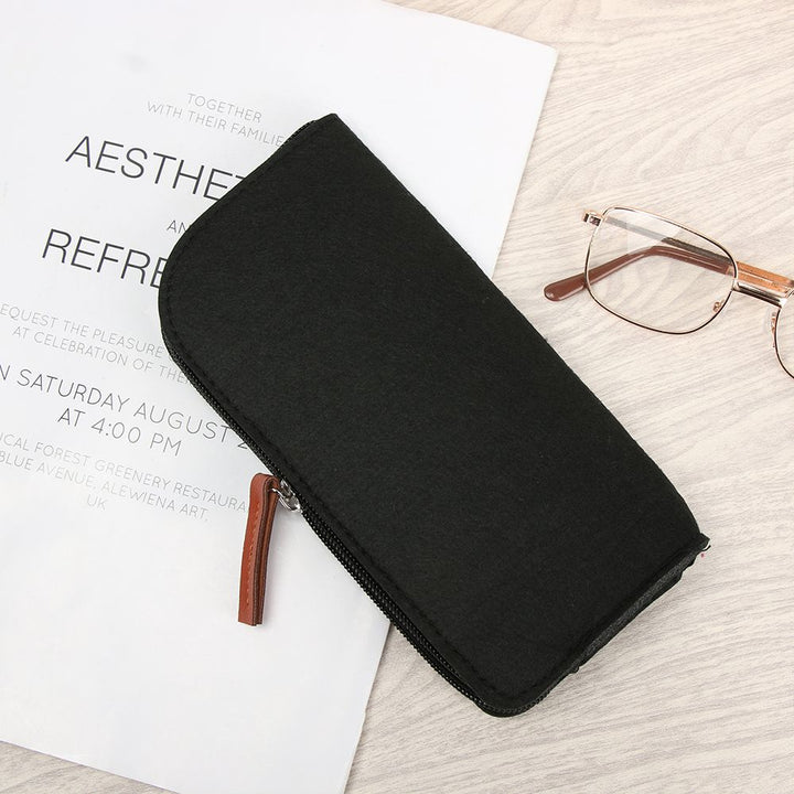 Multifunctional Wool Felt Cloth Zipper Glasses Case Bag