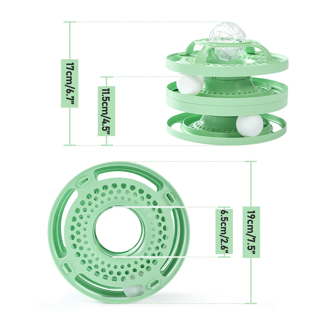 Interactive Cat Toy Round Tower with Turntable Balls for Active Play and Molar Care