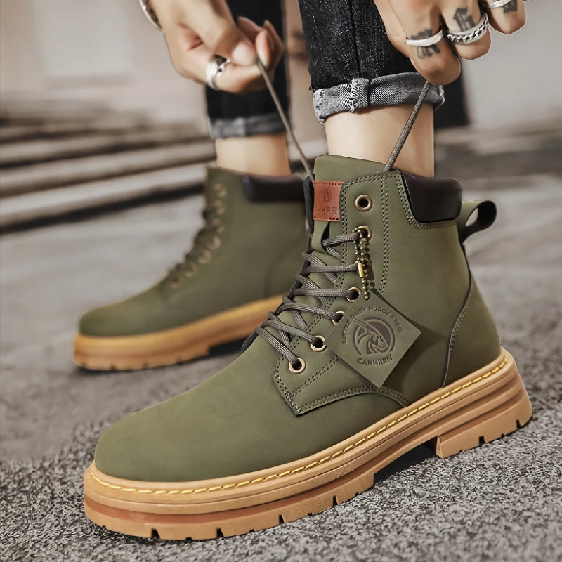 High Top Leather Motorcycle Ankle Boots