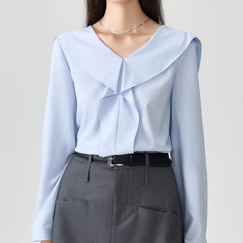 Autumn V-Neck Chiffon Shirt