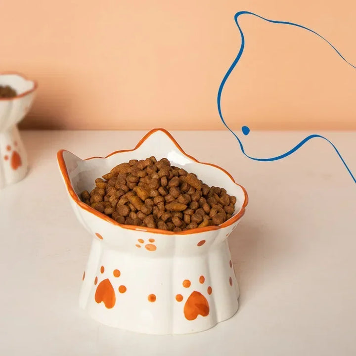 Elevated Cat Ceramic Food Bowl Set