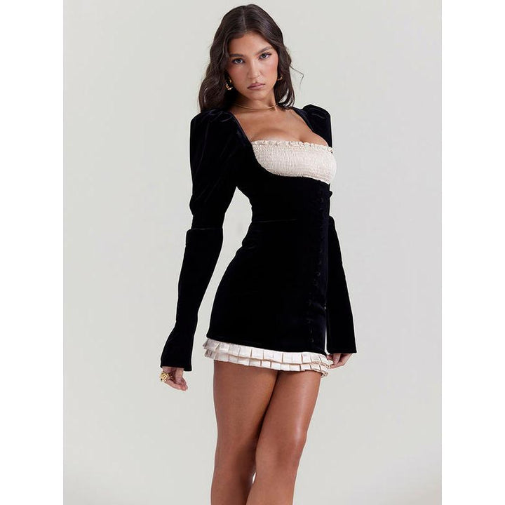 Elegant Long Sleeve Backless Mini Dress