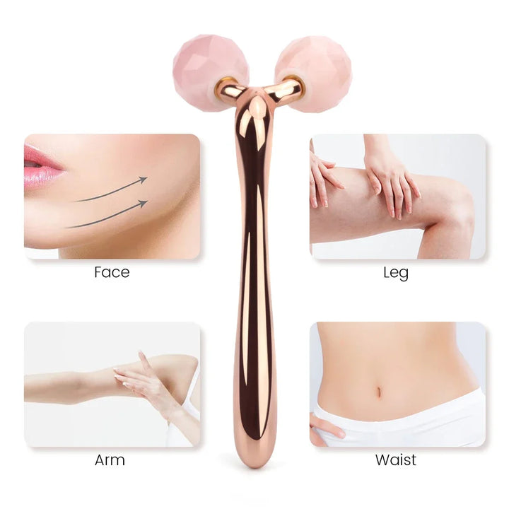 Rose Quartz 3D Roller V Facial Lifting Massager