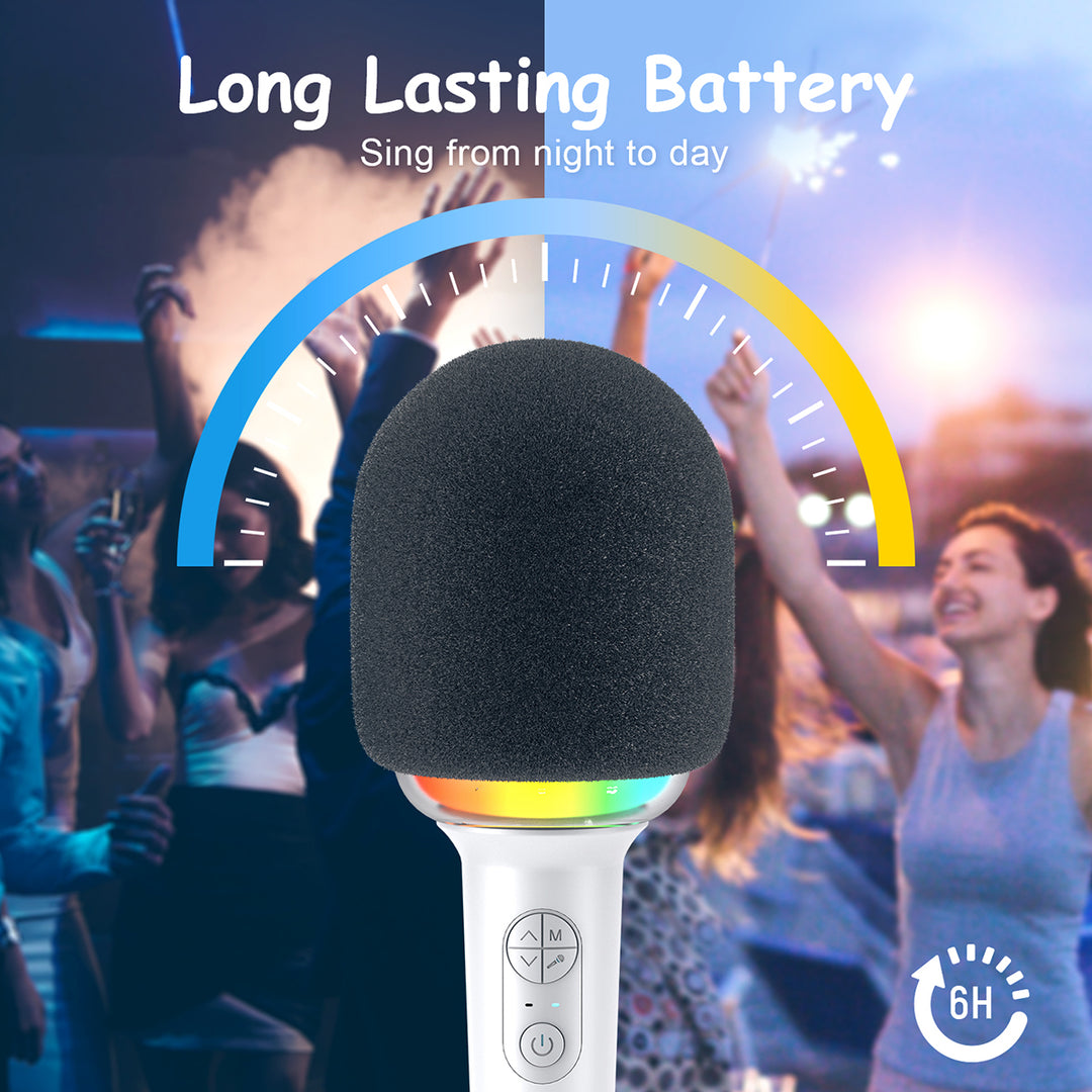 Wireless Bluetooth Karaoke Microphone with Built-In Speaker