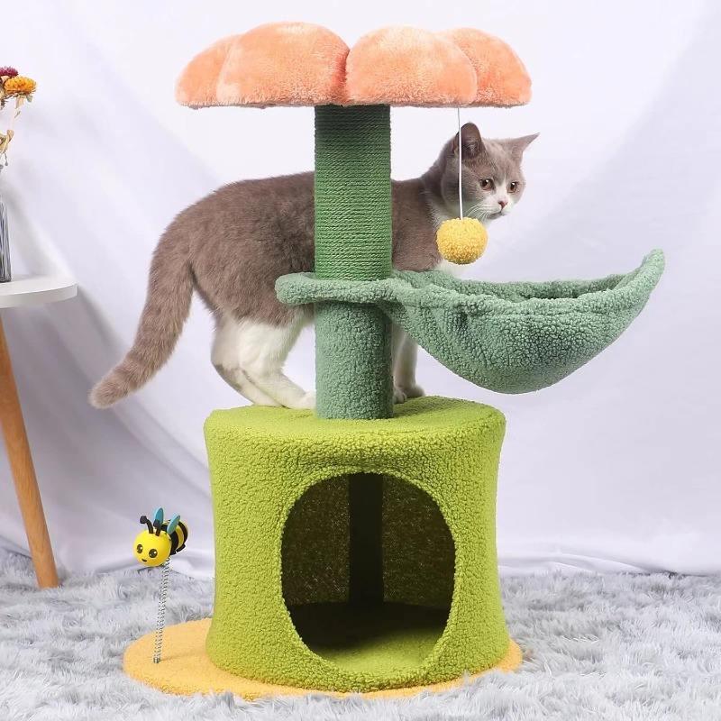 Flower Tree Cat Tower with Hammock Bed