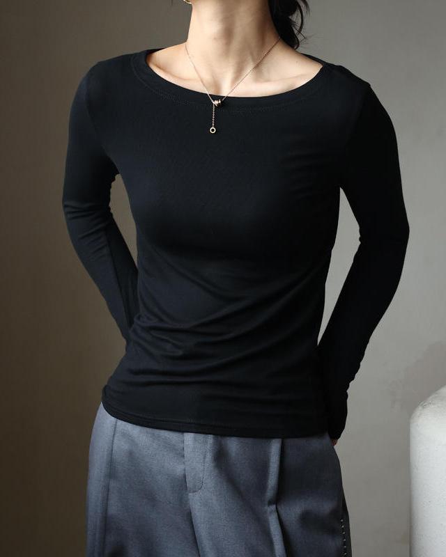 Women's Long Sleeve Modal Stretch Tee – Casual Simple Basics