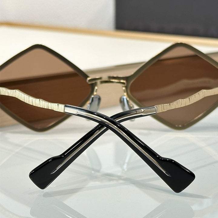 Alloy Rhombus Sunglasses UV400 Protection - Vintage Fashion Eyewear