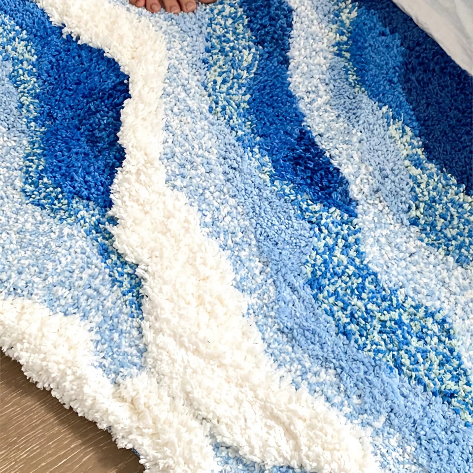 Wave-Inspired Irregular Plush Area Rug