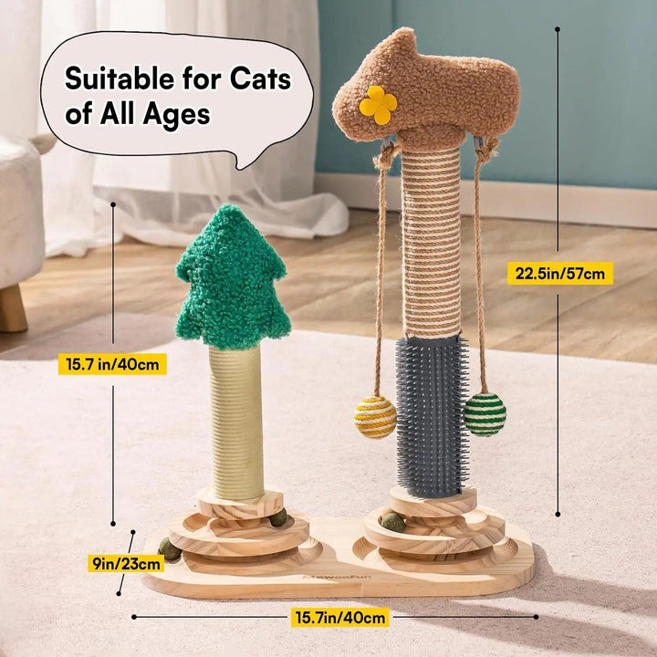 Multi-functional Cat Scratch Post with 3-Tier Track