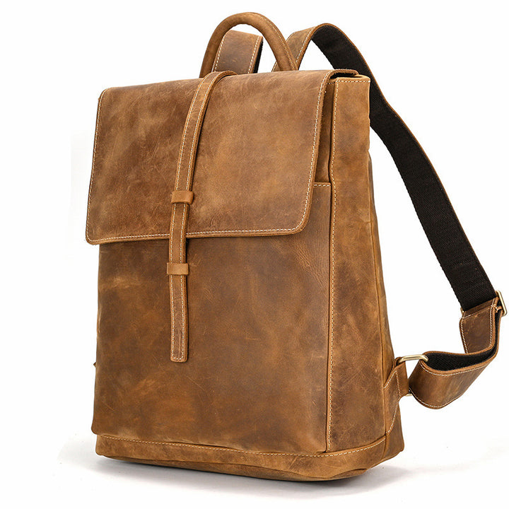 Crazy Horse Leather Backpack Men's Retro Outdoor Bag