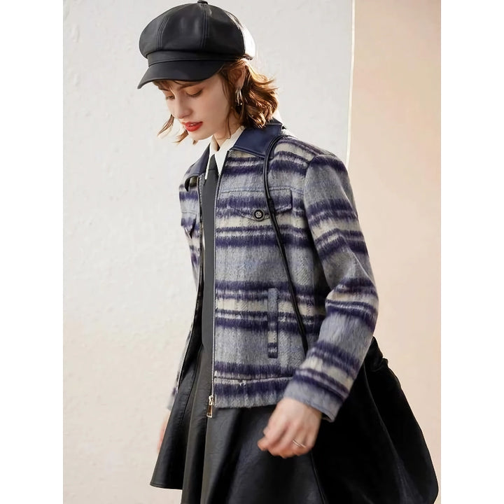 Vintage Plaid Turn-Down Collar Jacket