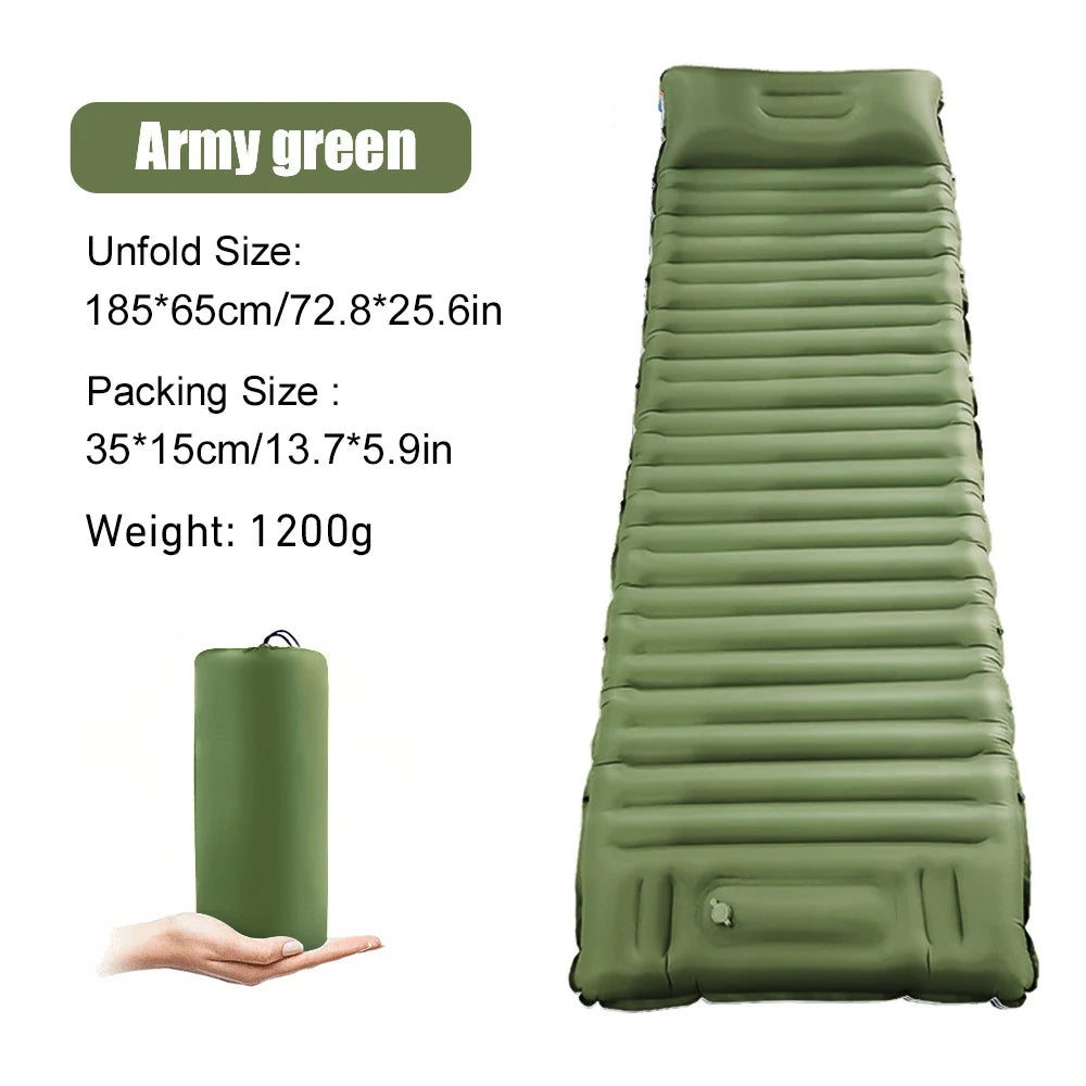 Ultralight Inflatable Camping Mattress with Pillow and Built-in Pump