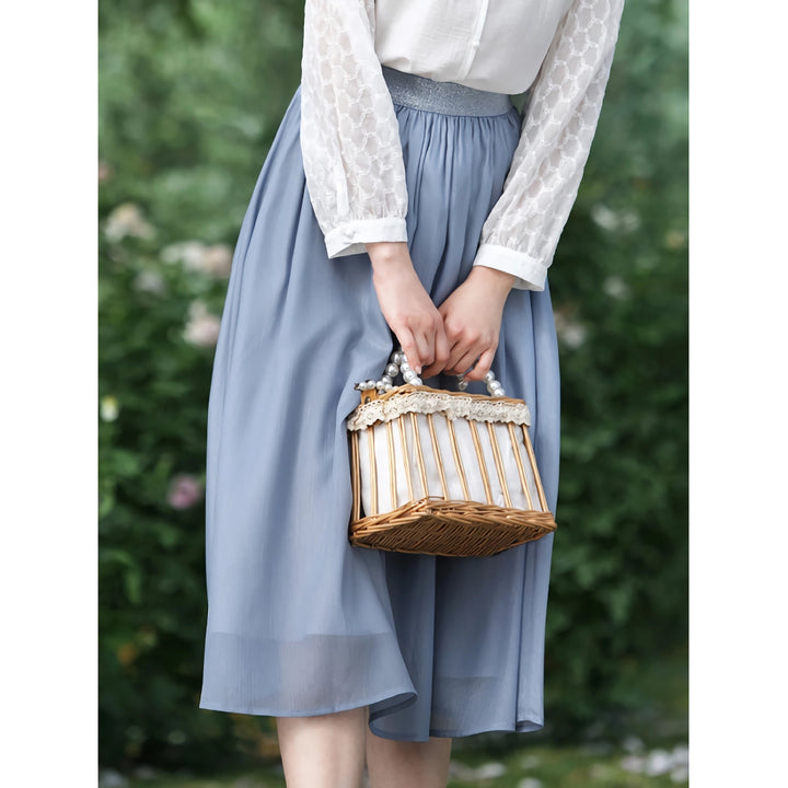 Summer Elegant Mid-Calf Chiffon Skirt