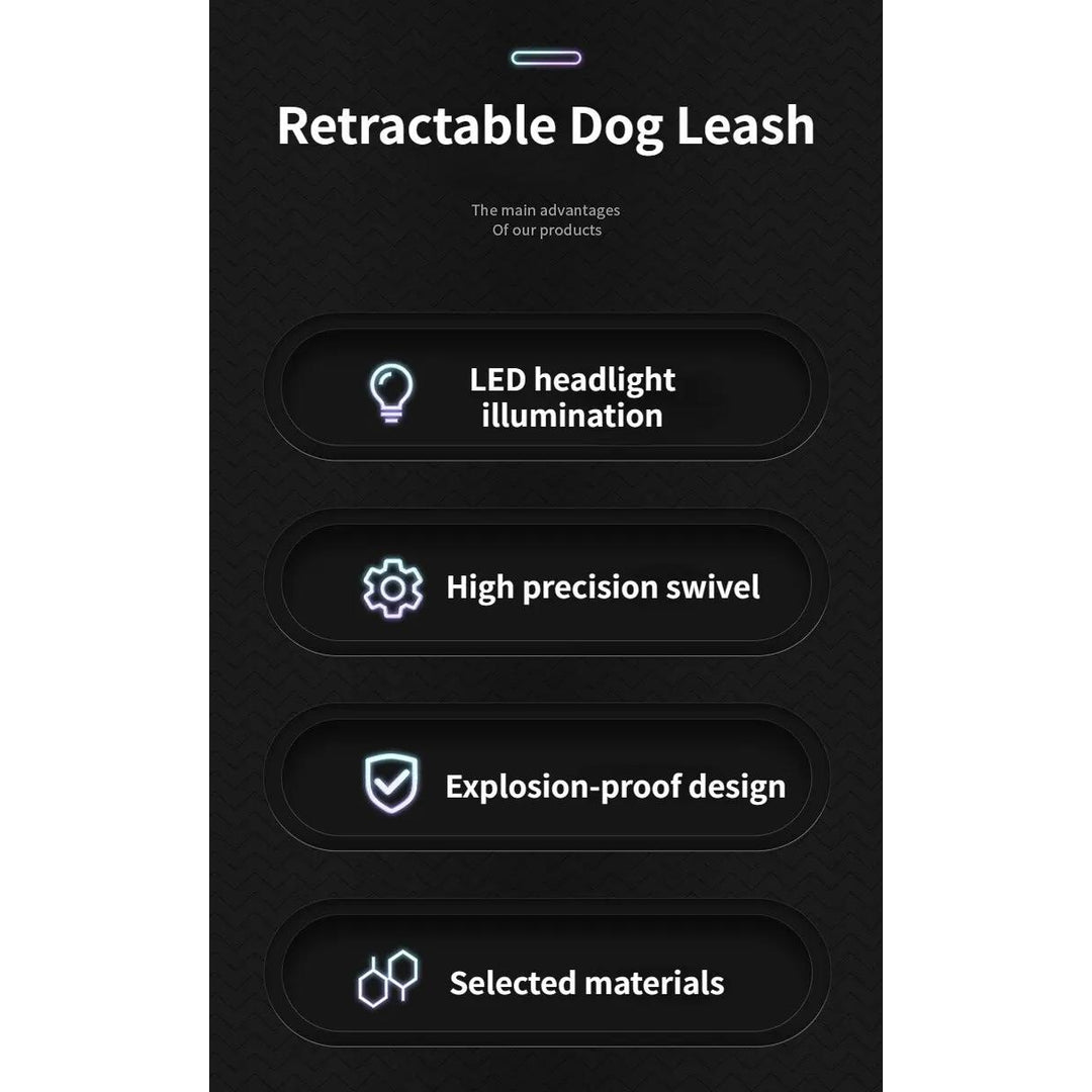 Luminous Retractable Nylon Pet Leash for Dogs & Cats - Durable, Automatic, & Extendable