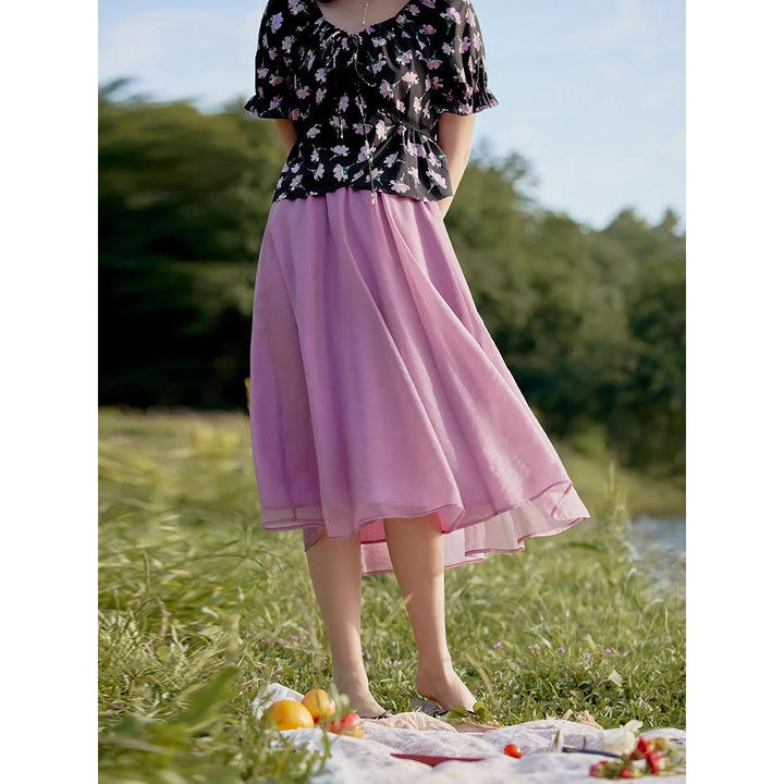 Summer Chic Elastic Waist A-Line Tutu Skirt