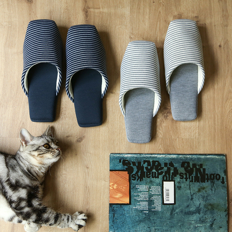 Striped Soft Bottom Bedroom Slippers For Men And Women