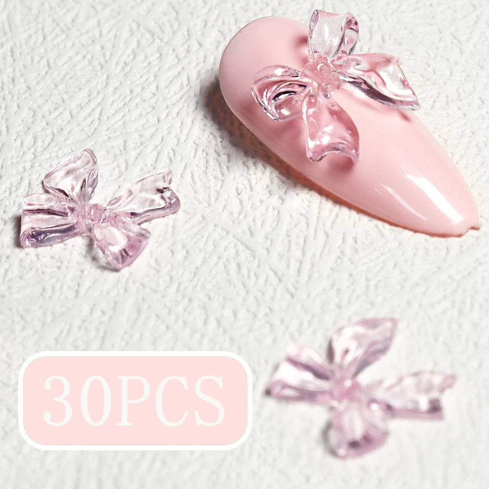 Candy Pink Bow Nail Charms