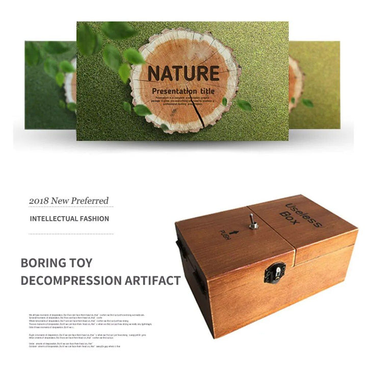 Wooden Useless Box - Interactive Stress-Reduction Toy, Ideal for Gifts