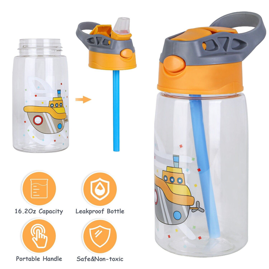 Kids Water Bottle with Straw and Handle