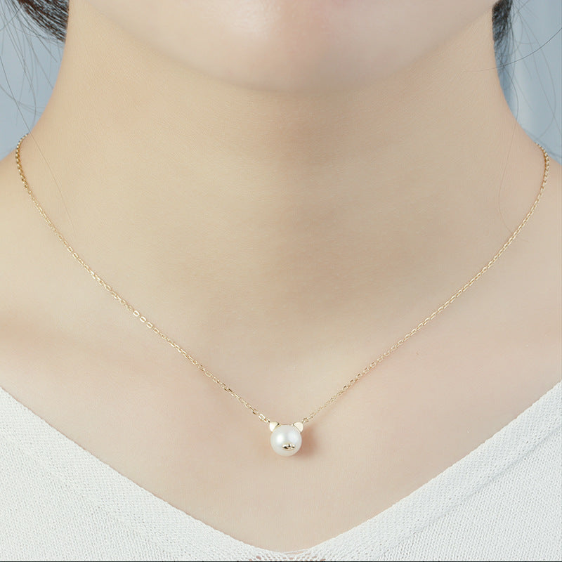 Silver Natural Freshwater Pearl Choker Clavicle Chain