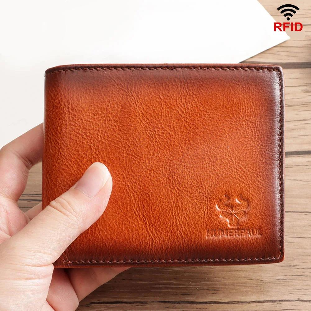 Genuine Leather RFID Blocking Bifold Wallet