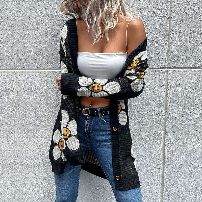 Fashion Flower Long Sleeve Sweater