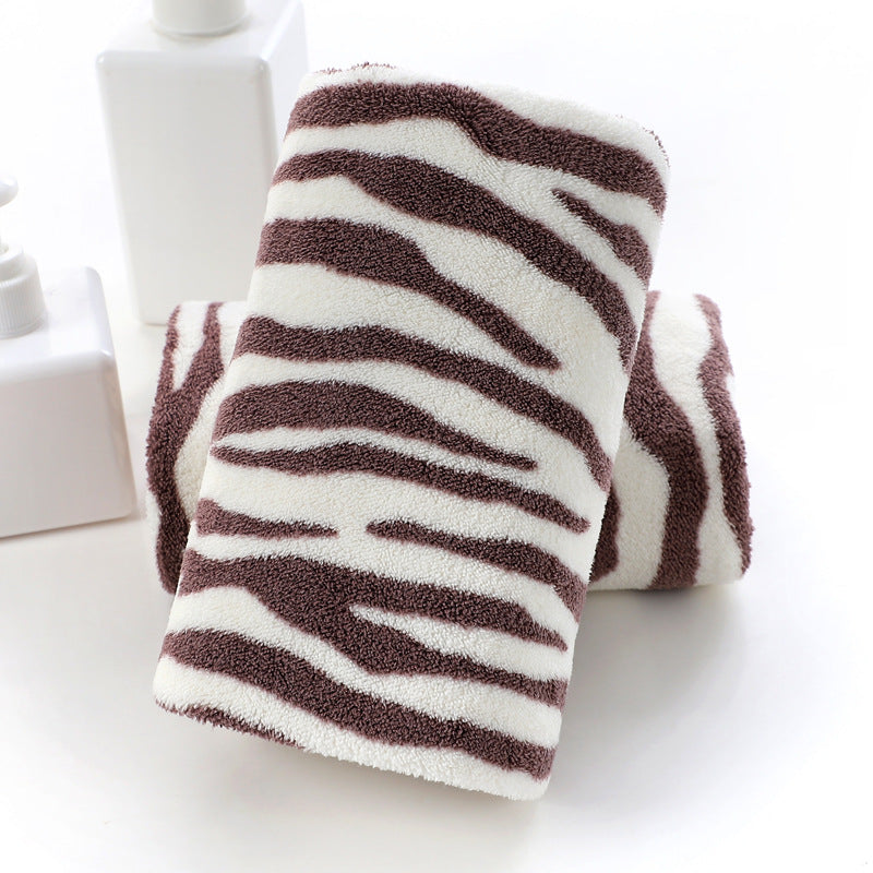 Quick-Dry Zebra Stripe Microfiber Bath and Face Towel