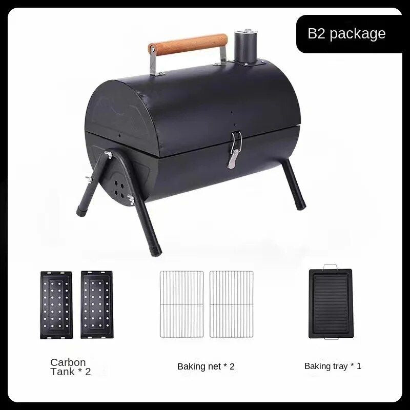 Portable Dual Cooking Area Charcoal Grill – Smoke-Free, Easy Carry BBQ for Outdoor Adventures