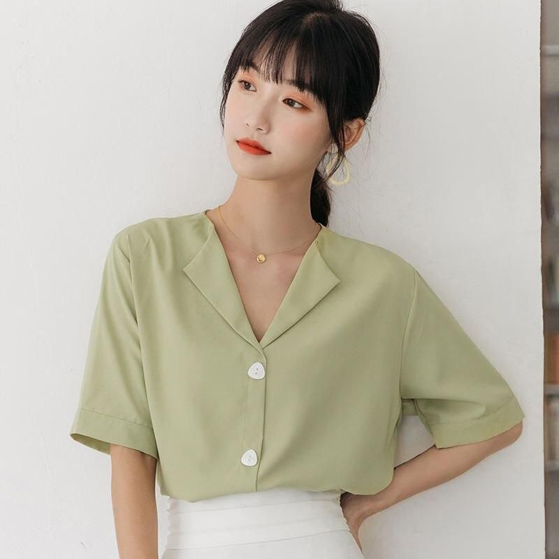 Summer Casual Chic Green Shirt