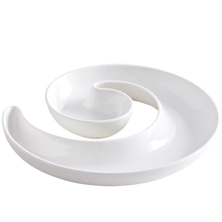 Elegant White Ceramic Divided Plate - Perfect for Serving Snacks, Desserts & Fruits