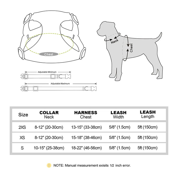 Adorable Quick Release Dog Collar Harness & Leash Set with Bowknot