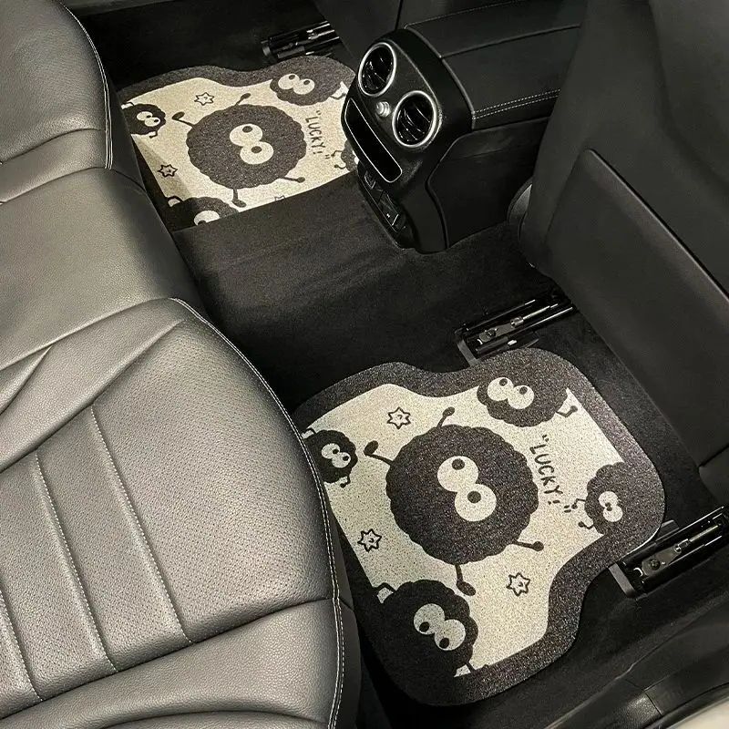 Universal Short Plush Car Floor Mats - Anti-dirty, Anti-slip Cartoon Dust Elf Interior Mats