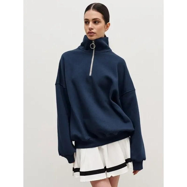 Women's Oversized Fleece-Lined Turtleneck Hoodie