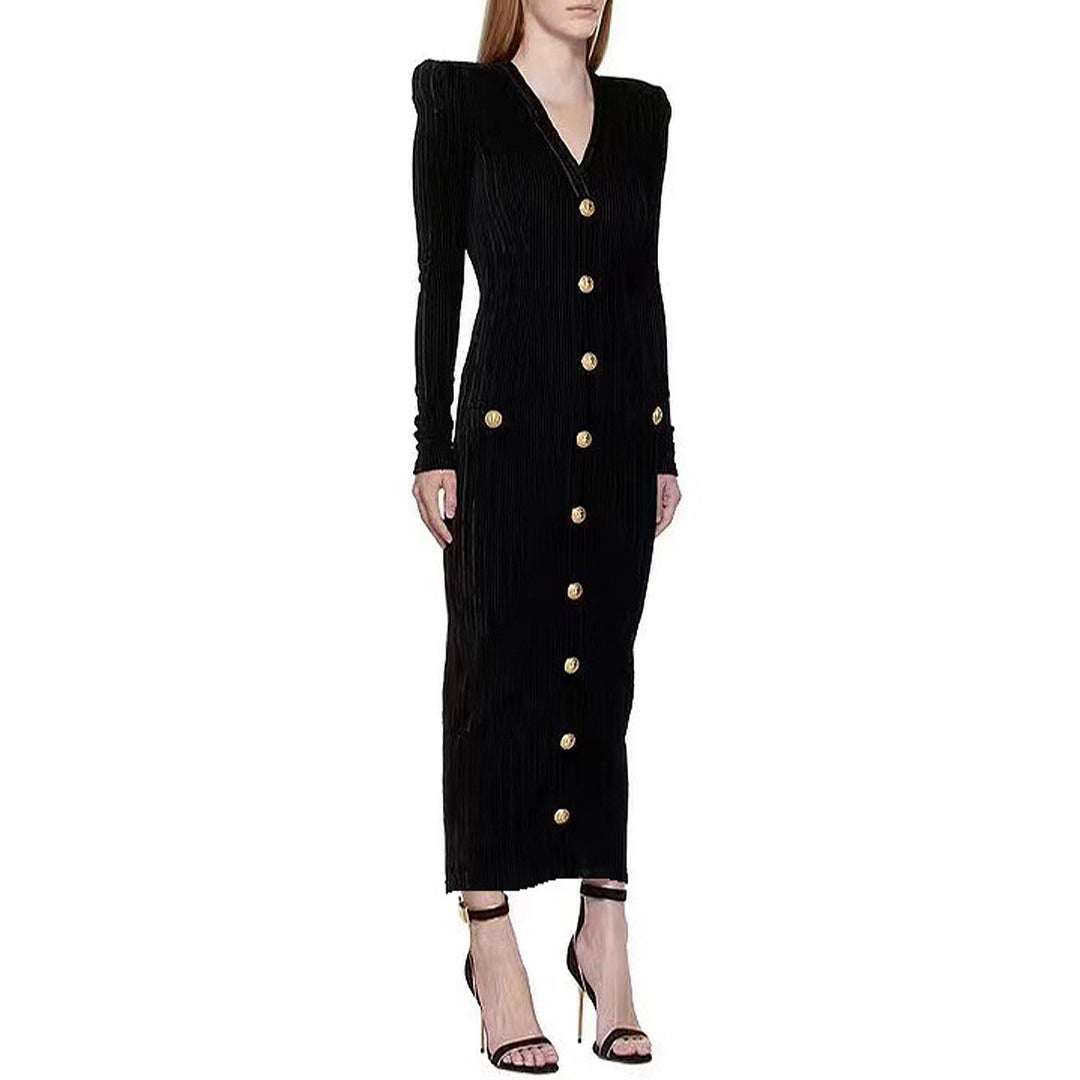 Velvet Long Sleeves Slim Fit Slimming Dress Back Zipper