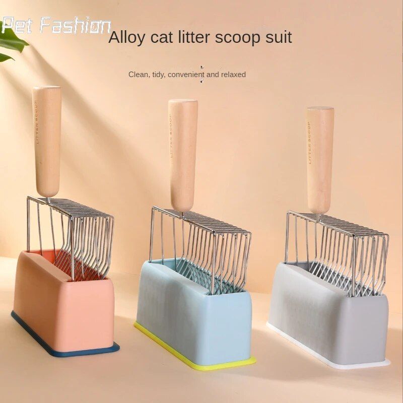 Durable Cat Litter Scoop with Wooden Handle