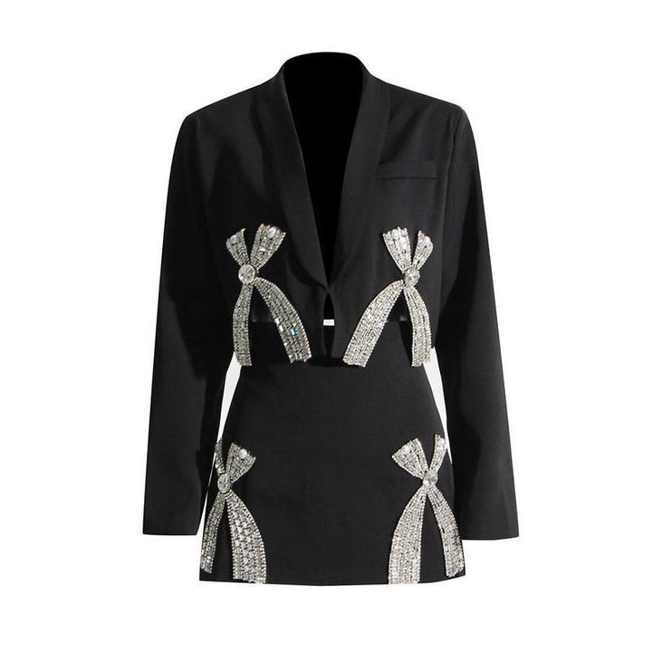 Chic Shawl Collar Blazer & Skirt Set for Women