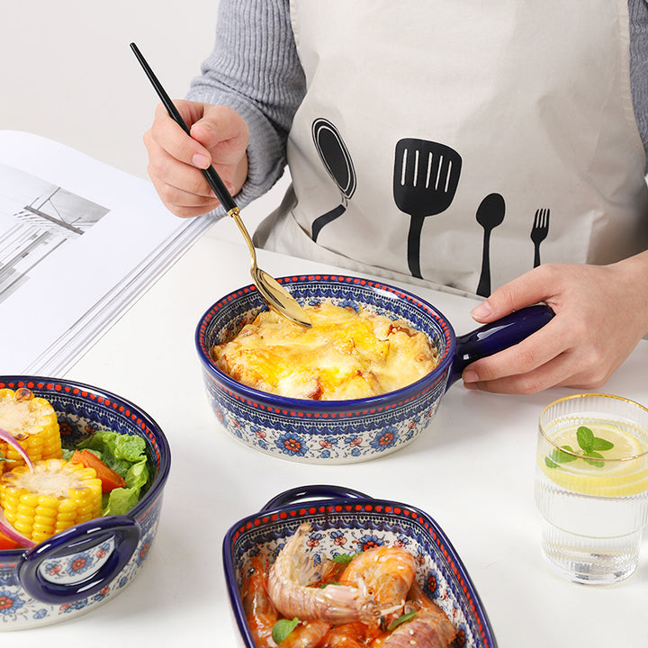 Underglaze Ceramic Cutlery Round Baking Tray