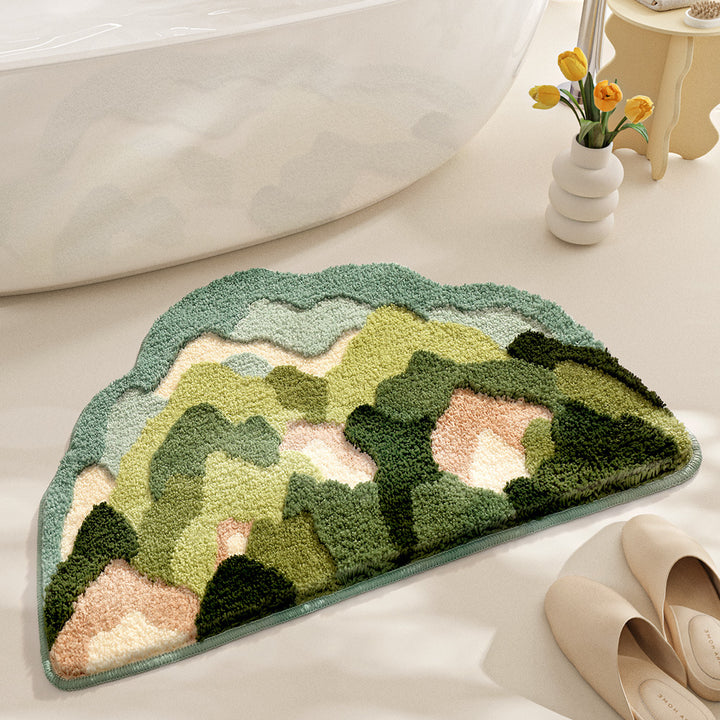 Modern Irregular Mountain Forest Flocked Carpet