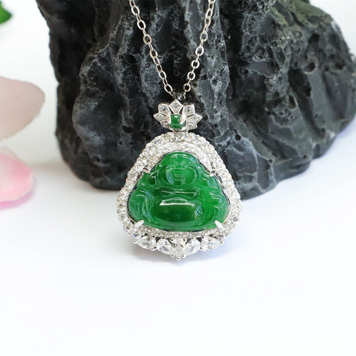 Fashion Silver Inlaid Natural Jade Pendant